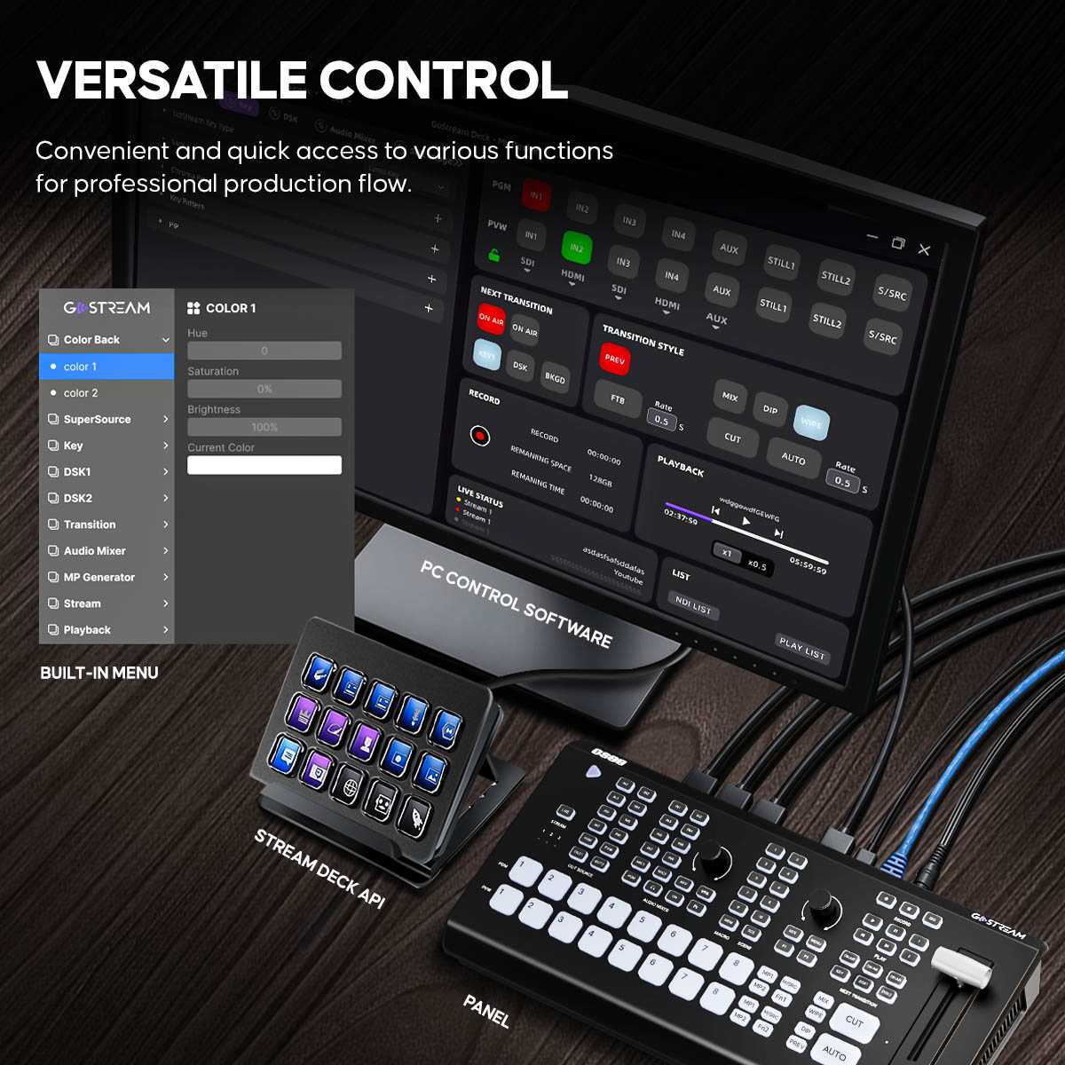 Multicamera live streaming switcher 8 Channels Switcher - ISO + 14inch scherm - Image 15